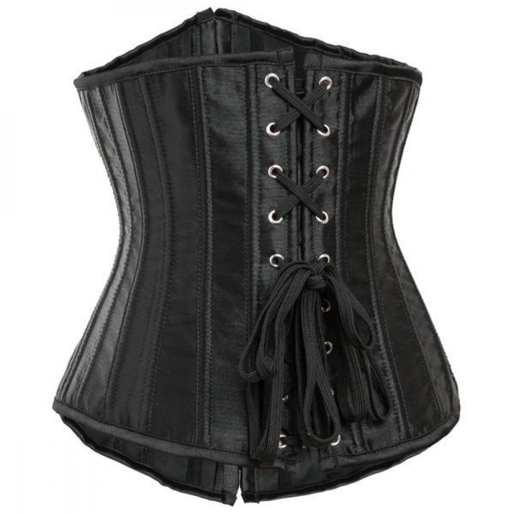 Szimpla acélmerevítéses szatén derékfűző, fekete