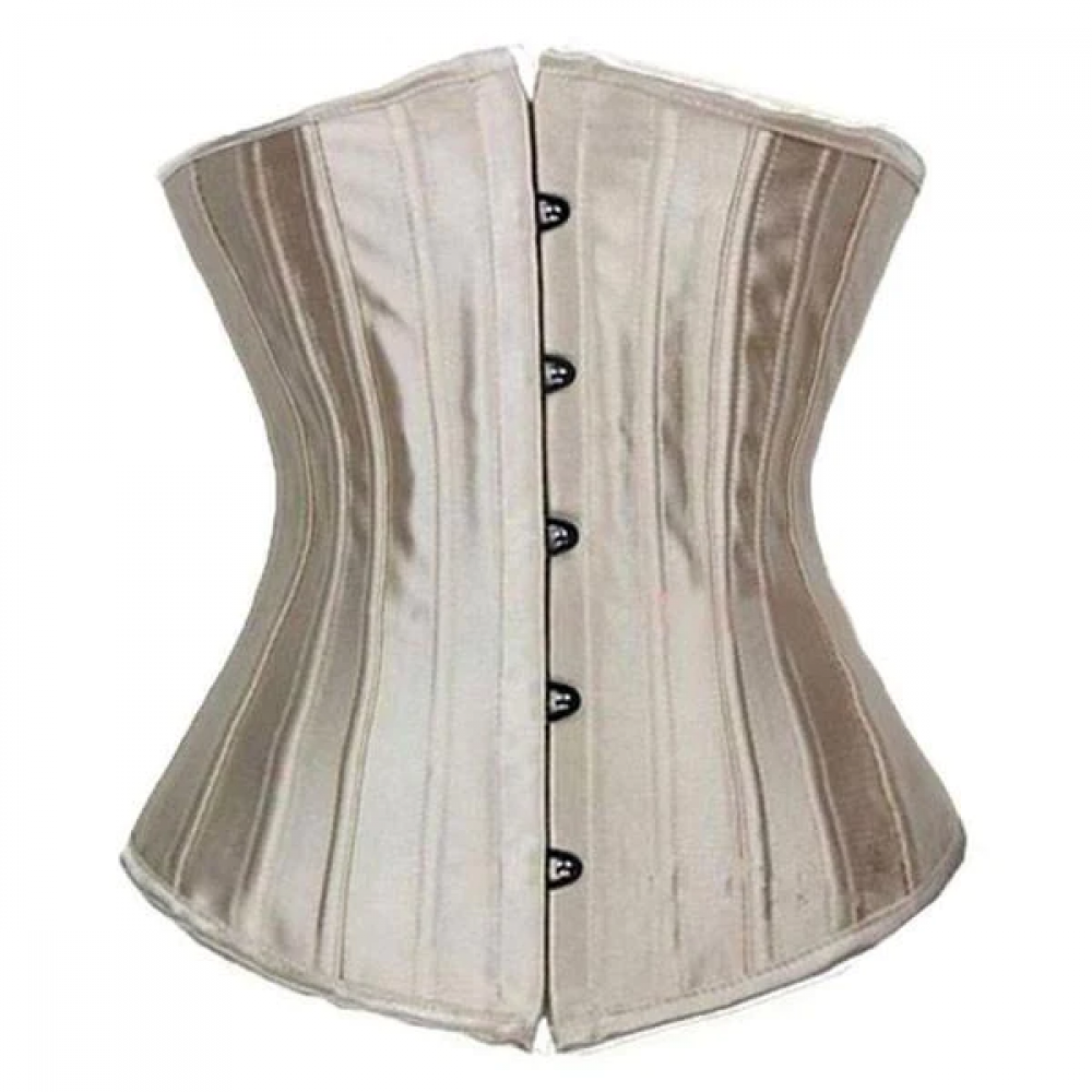 Szimpla acélmerevítéses szatén derékfűző, bézs